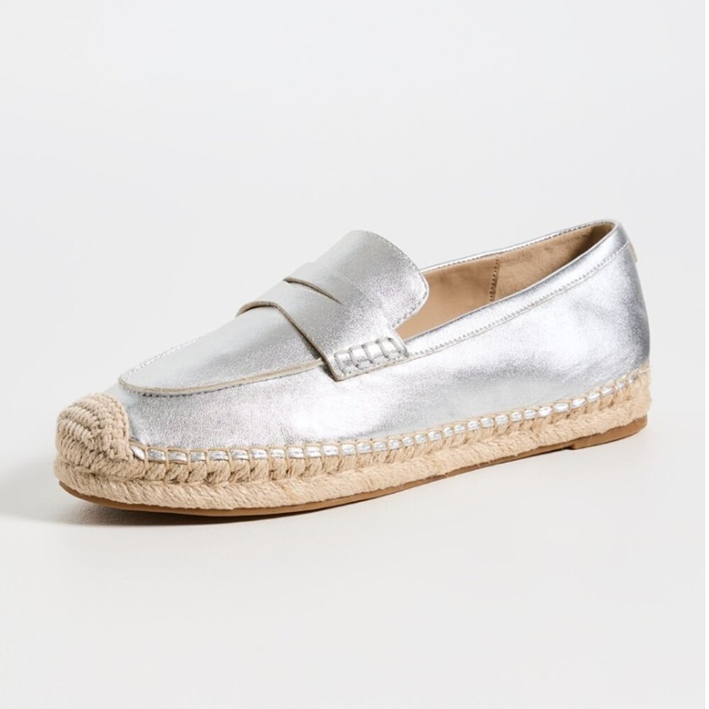 Sam Edelman Kai Espadrille Flats, Silver, Size 7.5